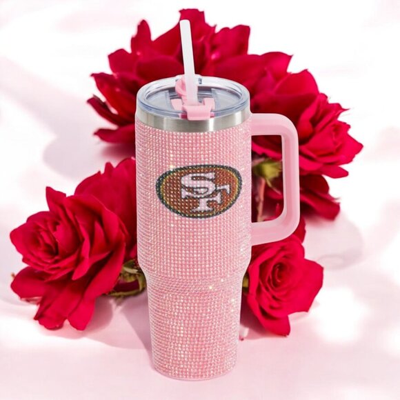 San Francisco 49ers Bling Tumbler 46 Oz Rhinestone NFL Christmas Gift NEW - Picture 6 of 6